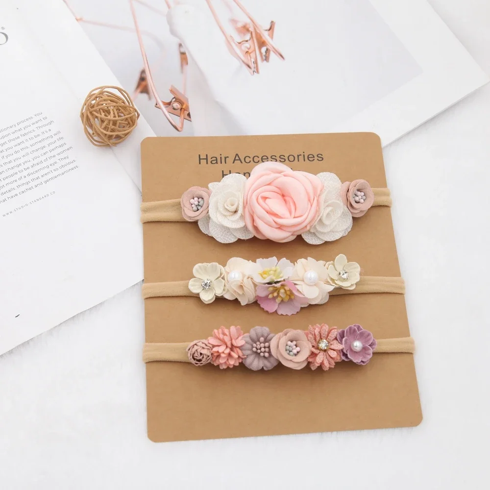 Baby Girl Headband Set Cute Baby Elastic Hair Band Flower Toddler Headbands Headwear Kids Accessories 3pcs/set - Image 9