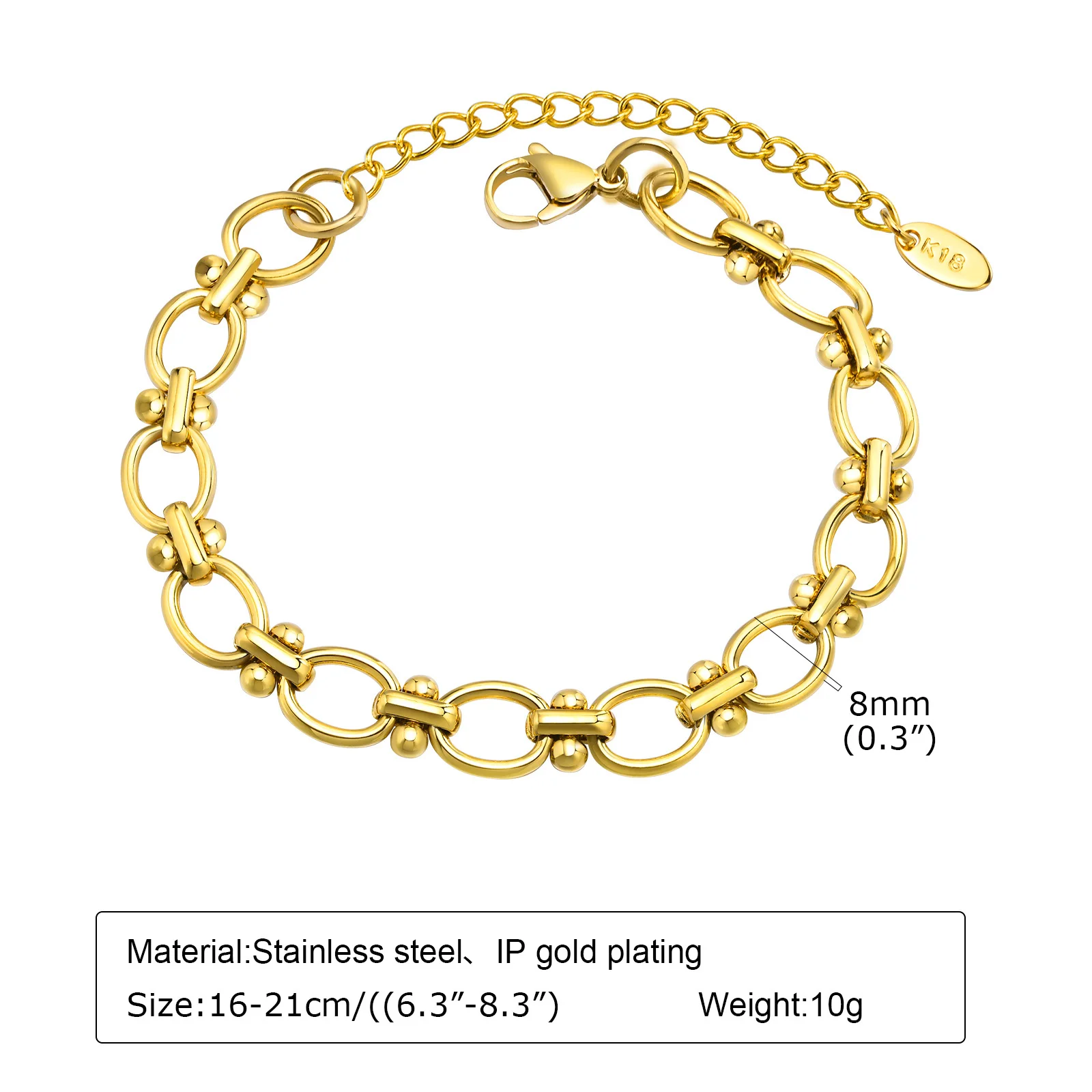 Chunky Stainless Steel Link Chain Bracelet For Woman, Gold Plated Layering Bracelets Wristband Waterproof Jewelry - Image 18