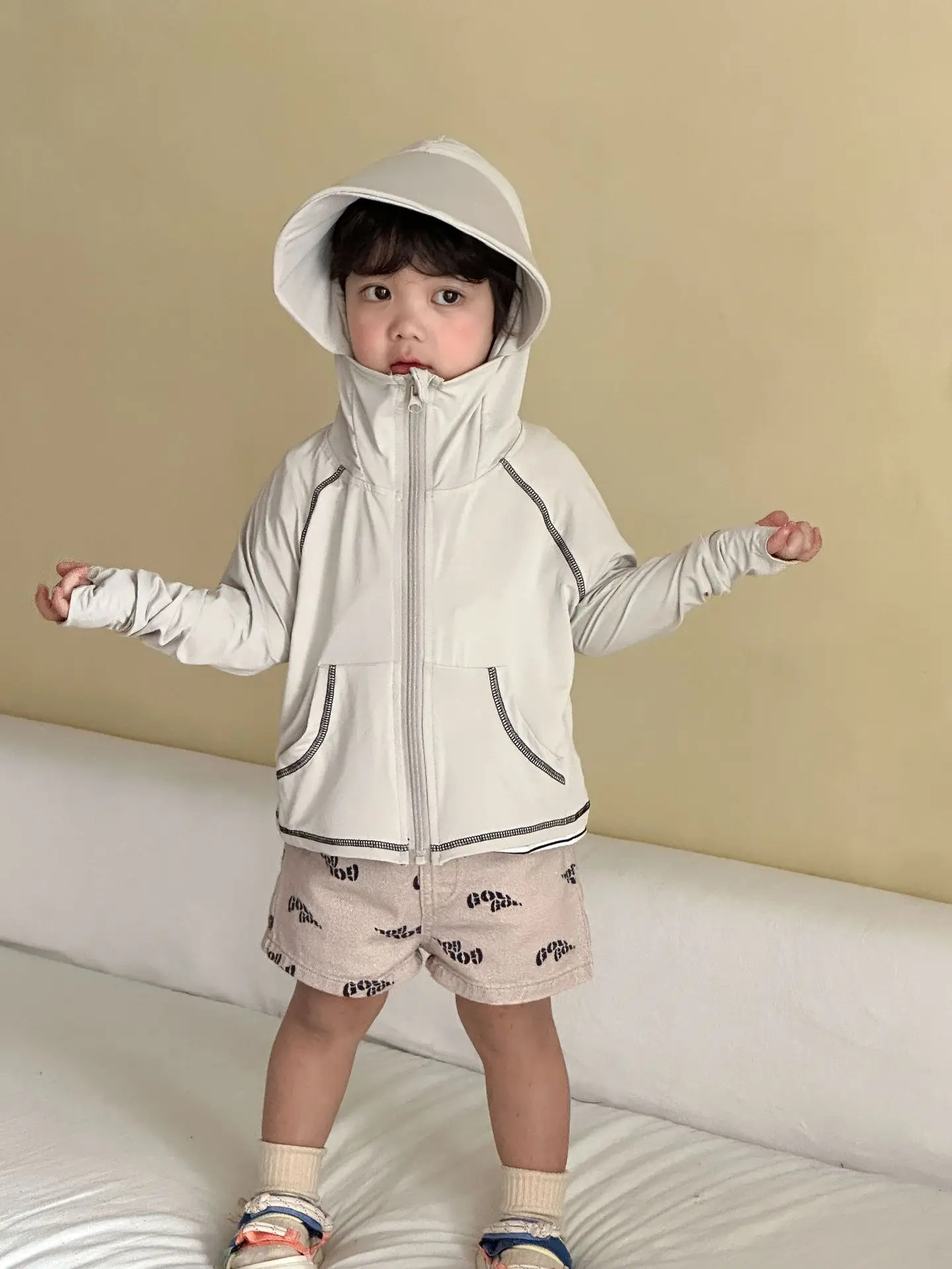2026 New Summer Silky Soft Loose Hooded Coat for Kids Solid Color Zipper Jacket Children's Sunproof Quick-dry Hoodies Streetwear - Image 7