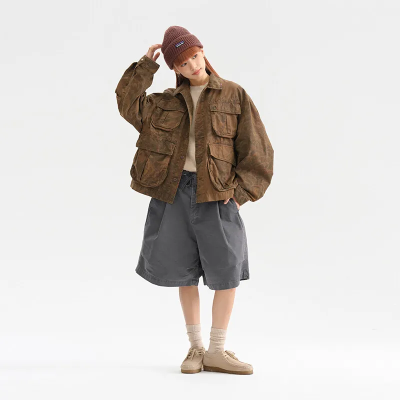 Men Camouflage Washed Cotton Loose Casual Outdoor Track Tooling Cargo Jacket Women Streetwear Fashion Oversize Techwear Coat - Image 4