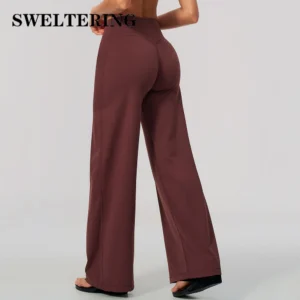 Summer Yoga Pants Women's High Waist Sports Flared Pants Fitness Wide-Leg Pants Athletic Wear Running Workout Flared Trousers