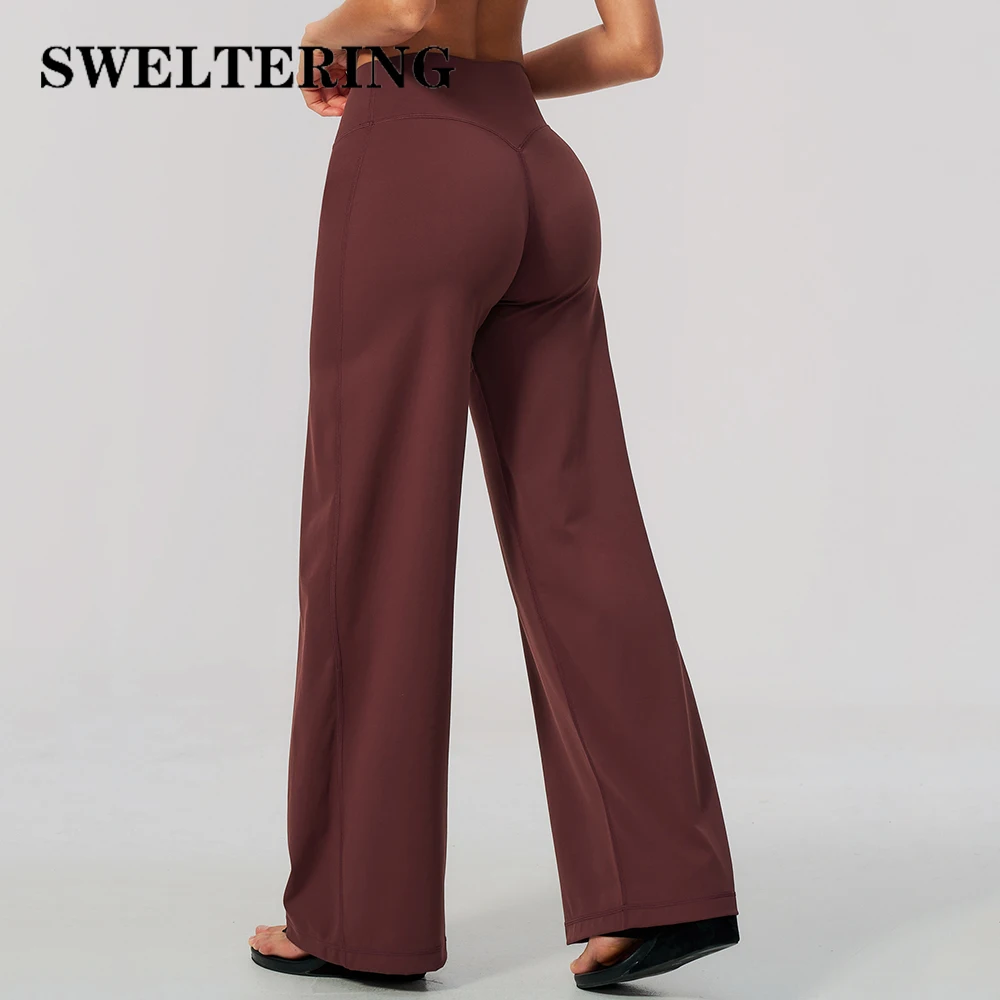 Summer Yoga Pants Women's High Waist Sports Flared Pants Fitness Wide-Leg Pants Athletic Wear Running Workout Flared Trousers