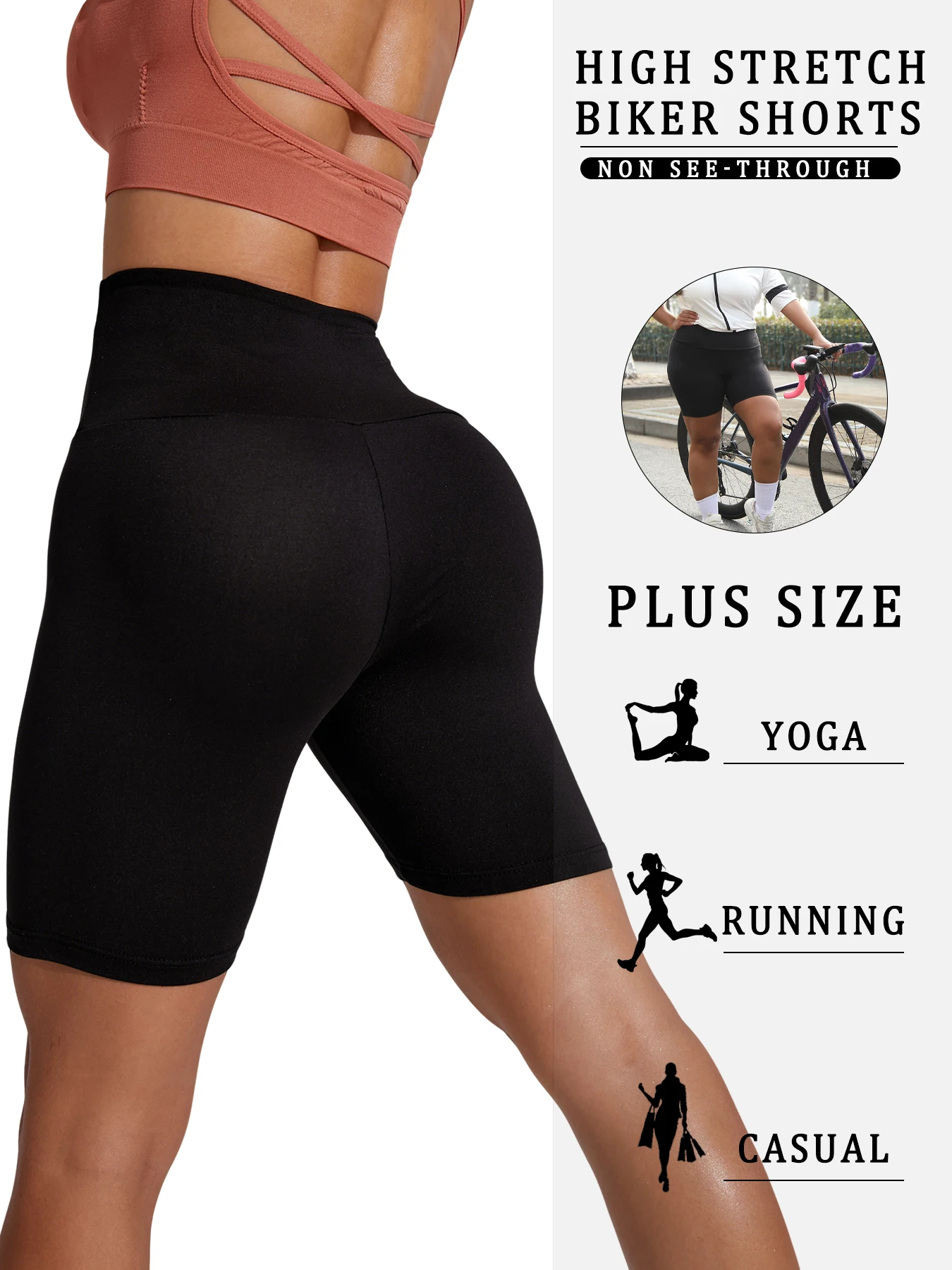 2 Pack Plus Size Biker Shorts for Women High Waisted Super Soft Workout Yoga Athletic Shorts Running - Image 2