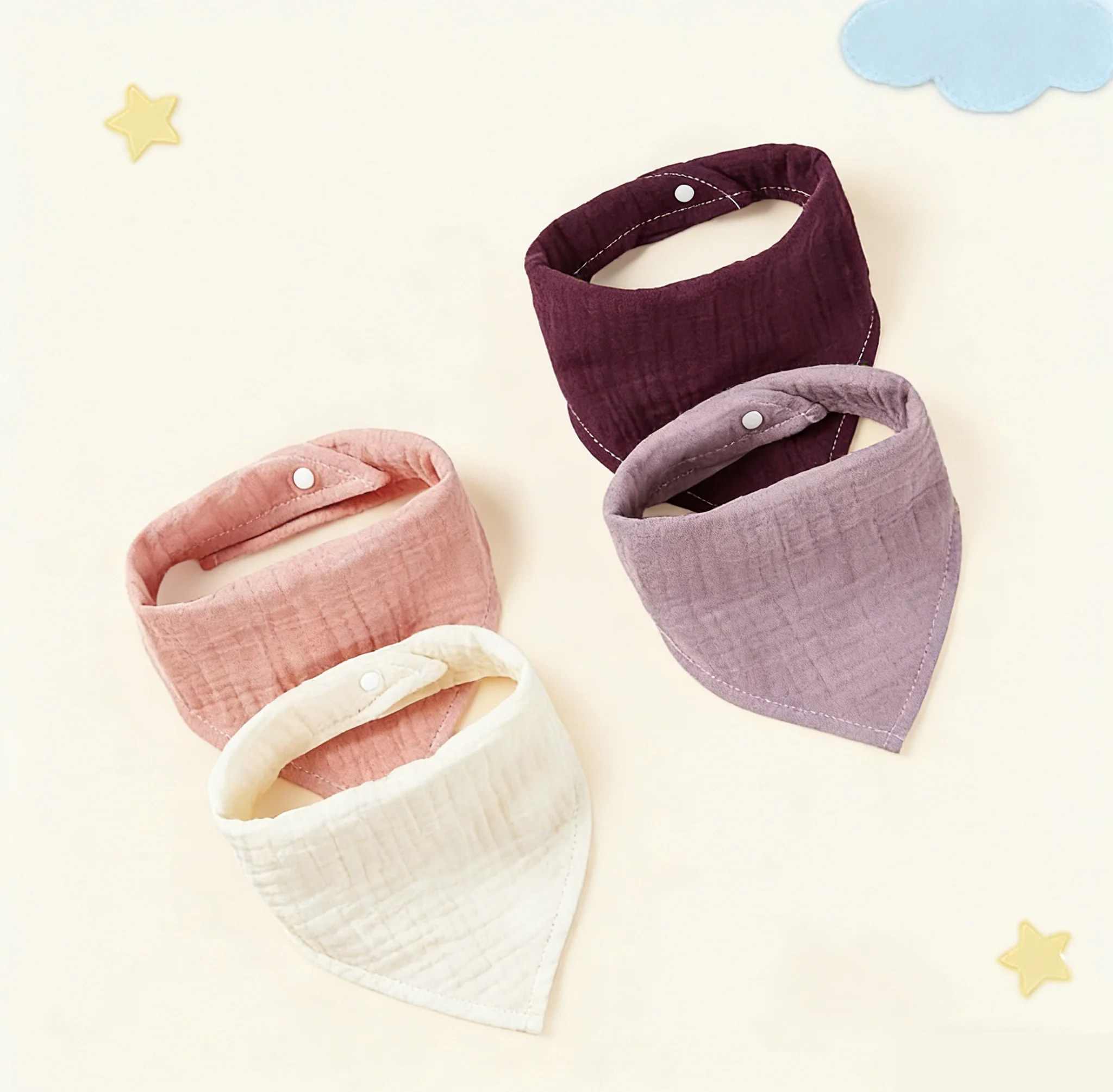 4pcs Baby Plain Bandana Bib - Image 2