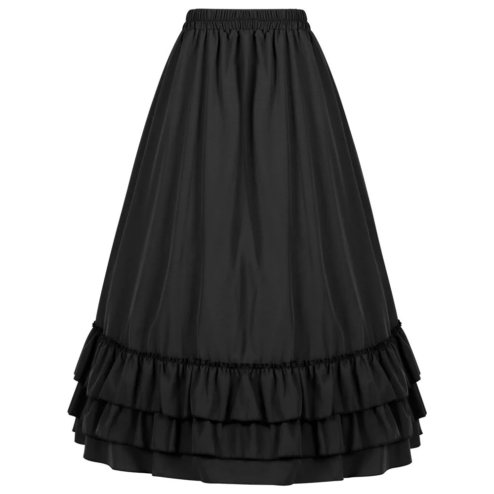 Brown Ruffled High Waisted Long Victorian Skirt Steampunk Skirts Womens Party Wear Gothic Vintage Clothes Medieval Costume Sexy - Image 6