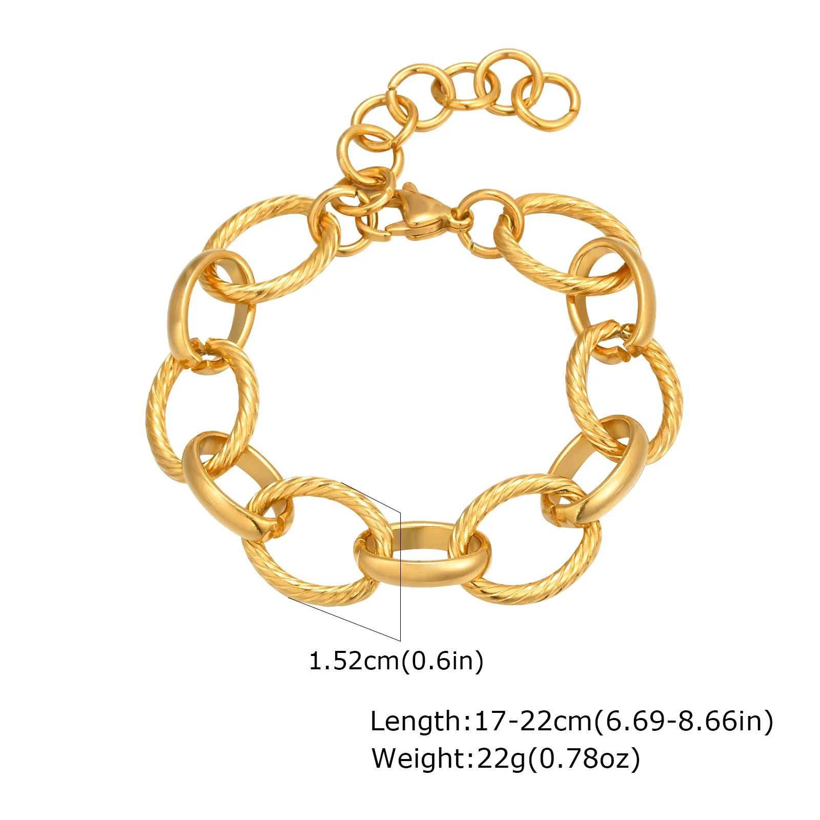 Chunky Stainless Steel Link Chain Bracelet For Woman, Gold Plated Layering Bracelets Wristband Waterproof Jewelry - Image 13