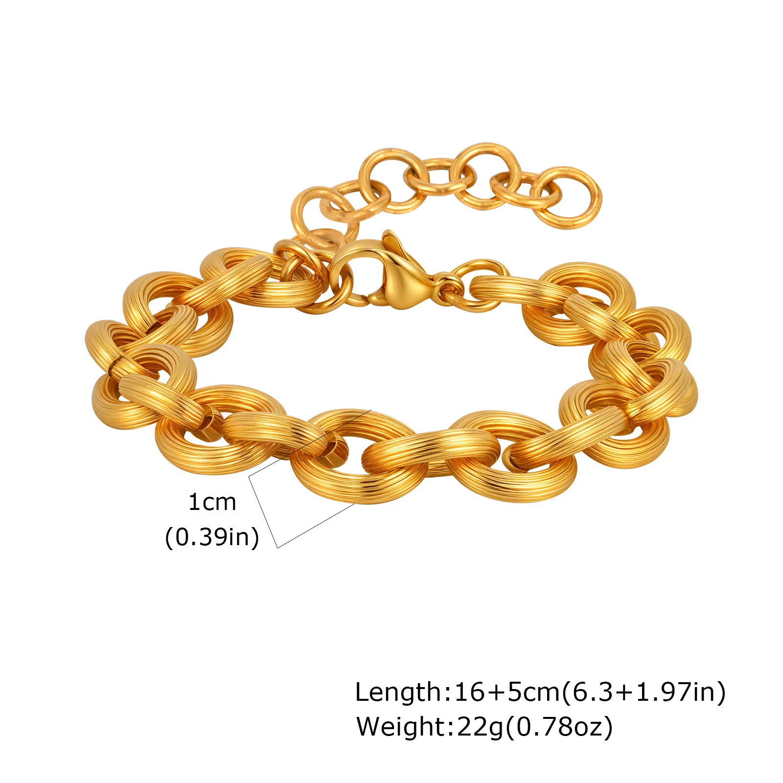Chunky Stainless Steel Link Chain Bracelet For Woman, Gold Plated Layering Bracelets Wristband Waterproof Jewelry - Image 7