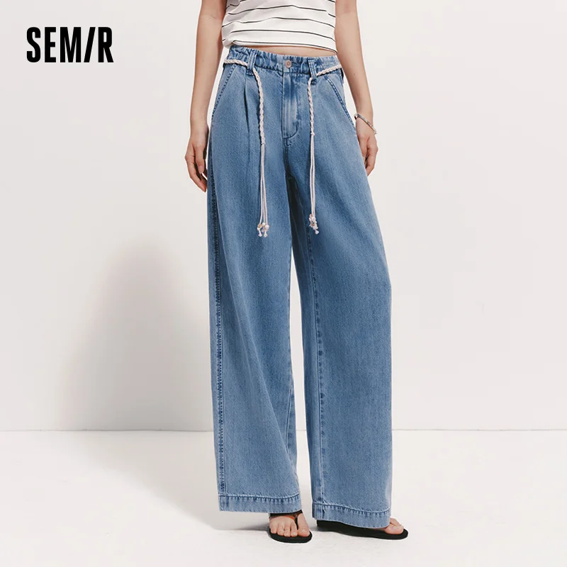 Semir Women Jeans Soft Cool Belted Loose Wide Leg Denim Pants 2026 Summer Casual Daily - Image 4