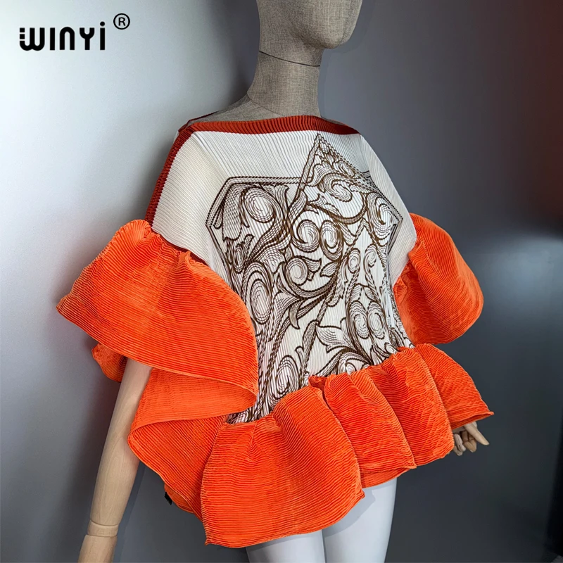 WINYI Summer Clothes Africa Pleated Elastic Casual Top Kawaii Jacket Beach Cover Up Women's T-Shirts Evening Dress - Image 5