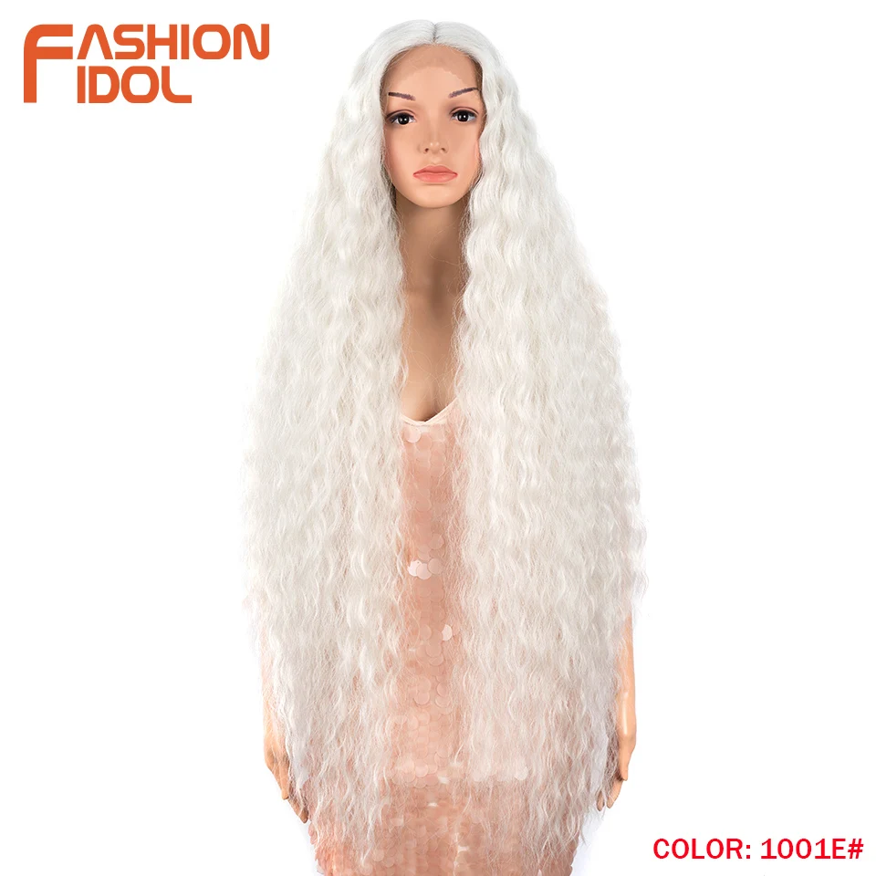 FASHION IDOL Synthetic Lace Wigs 42 Inch Long Cosplay Curly Hair Blonde 613 Pink Colorful Wigs For Woman Synthetic Lace Wig - Image 9