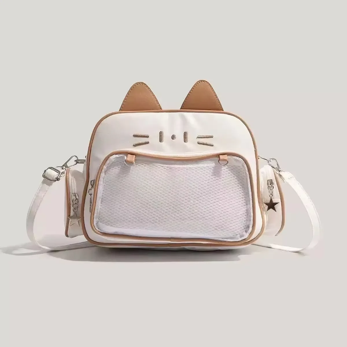 New Y2K Korean Kawaii Cat Ita Bag Cute PU Shoulder Bag Girls Transparent Pocket Harajuku Crossbody Bag Women's Fashion Backpacks - Image 7