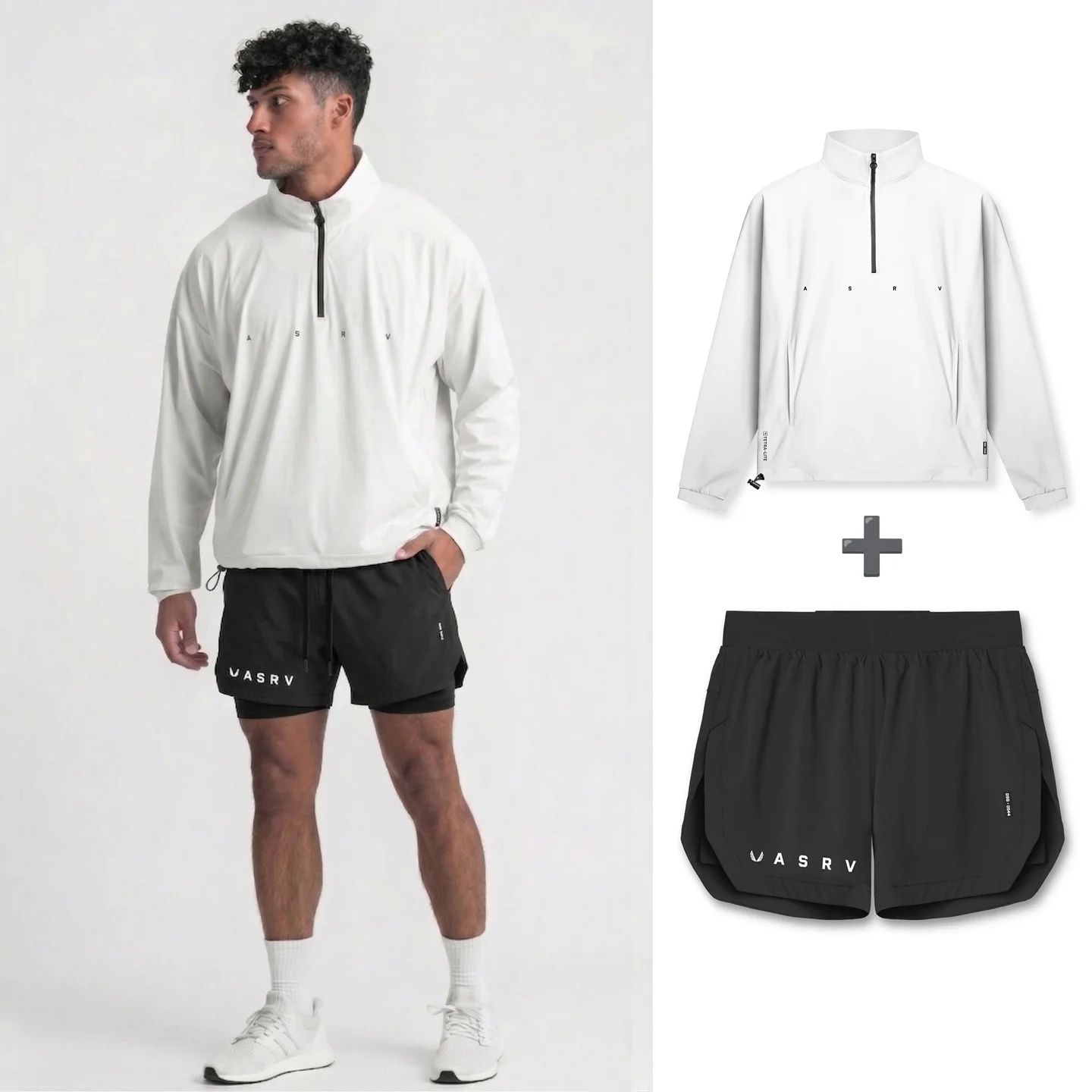 Men 2-Piece Activewear Set Half-Zip Pullover 2-in-1 Shorts Quick Dry Water Repellent Drop Shoulder Workout Running Tracksuit - Image 20