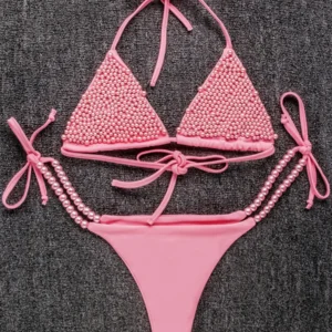 2026 Luxury Pearls Halter Mini Bikini Female Swimsuit Women Swimwear Two-pieces Bikini Set Bather Bathing Suit Swim Beachwear