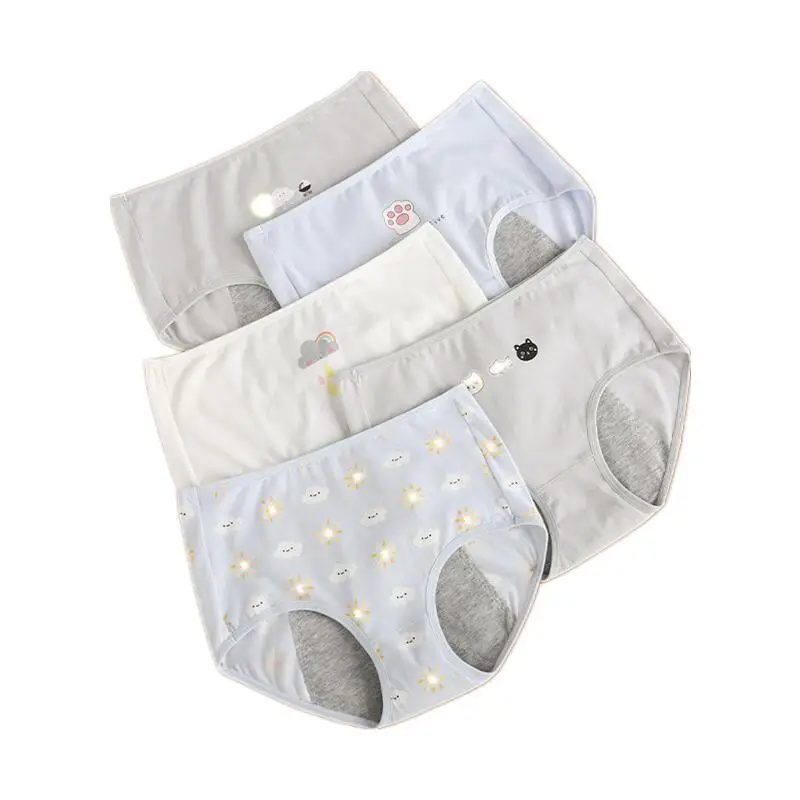 Cute Cartoon Print Girls Physiological Pants Breathable Cotton Menstrual Pants Leak-Proof Menstrual Safety Hygiene Briefs Bragas - Image 2