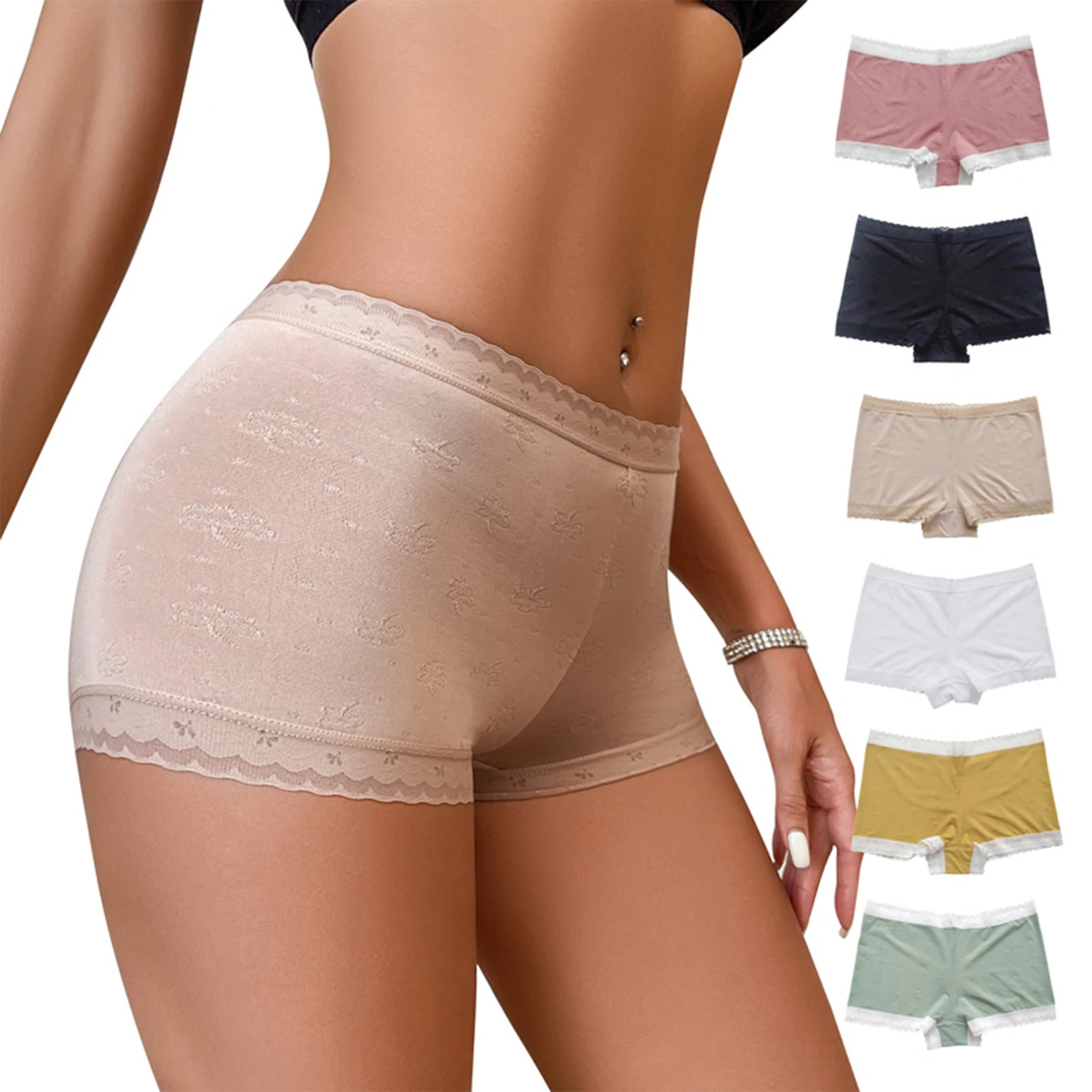 Trendy Anti Wrinkle Mid Waist Thin Breathable Ladies Boxer Briefs Multiple Colors Stretchy Fashionable Lightweight - Image 2