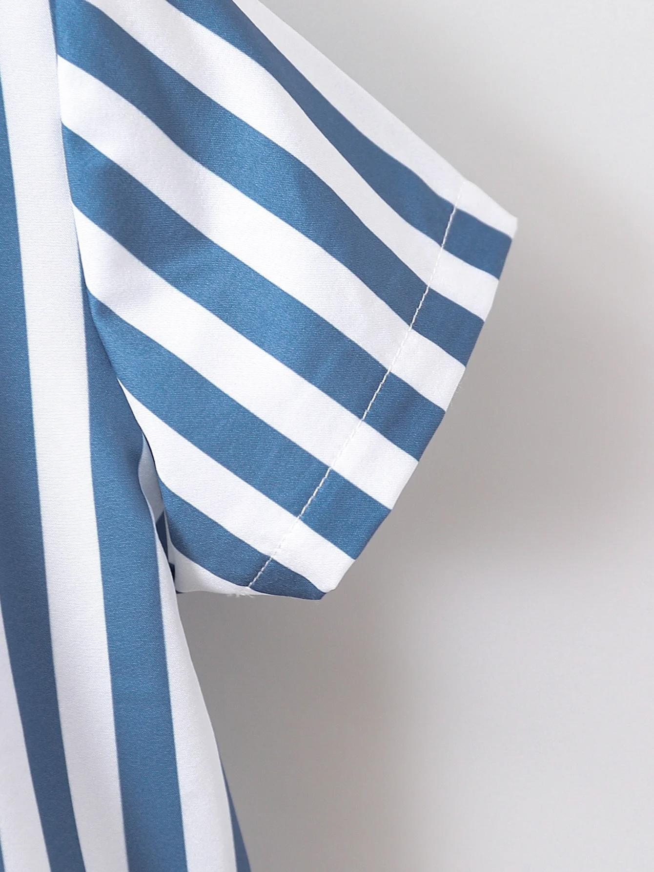2pcs Summer Boys Blue & White Striped Shirt Set, Soft Style, Daily/Party Wear, Suitable for 1‑4Y, Breathable Fabric - Image 5