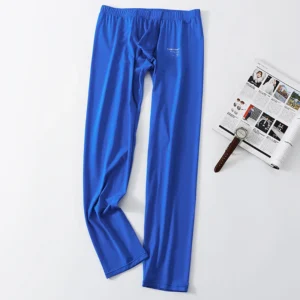 Men's Ice Silk Long Johns Silky Slippery High Elastic Pants Ultra-Thin Quick-Drying Elastic Leggings Thin Soft Thermo Underwear