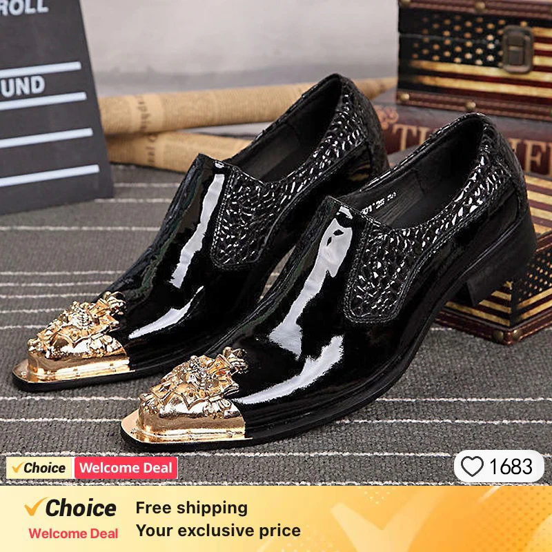 Summer business suit men's shoes black glossy leather shoes leading pointed party trend wedding shoes. - Image 10