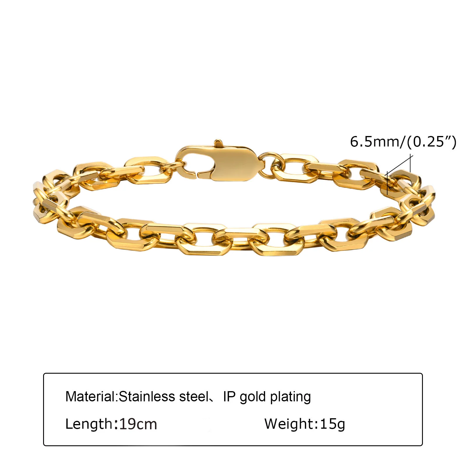 Chunky Stainless Steel Link Chain Bracelet For Woman, Gold Plated Layering Bracelets Wristband Waterproof Jewelry - Image 22