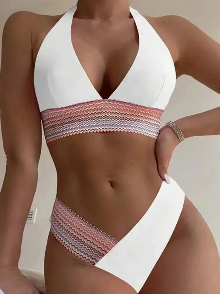 2026 Sexy High-Waist Thong Bikini Set – Women's Halter Brazilian Swimwear & Bathing Suit
