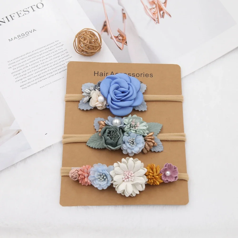 Baby Girl Headband Set Cute Baby Elastic Hair Band Flower Toddler Headbands Headwear Kids Accessories 3pcs/set - Image 8