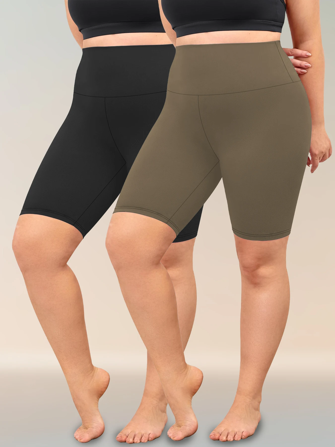 2 Pack Plus Size Biker Shorts for Women High Waisted Super Soft Workout Yoga Athletic Shorts Running - Image 8