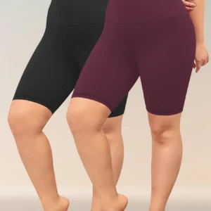 2 Pack Plus Size Biker Shorts for Women High Waisted Super Soft Workout Yoga Athletic Shorts Running