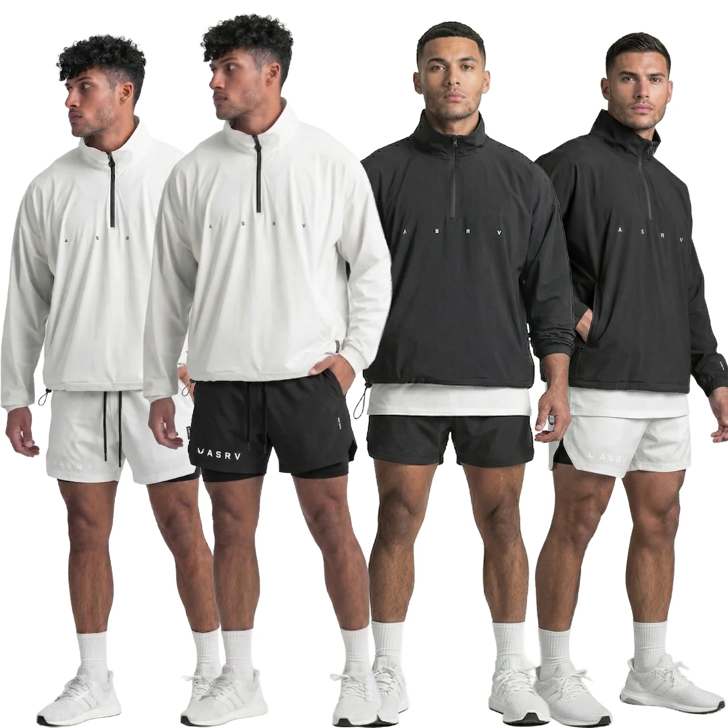 Men 2-Piece Activewear Set Half-Zip Pullover 2-in-1 Shorts Quick Dry Water Repellent Drop Shoulder Workout Running Tracksuit