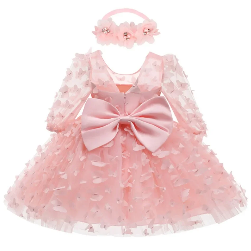 Kids Girl Princess Dress Toddler Long Sleeve Birthday Party Costume Butterfly Design Baby Girl Dress Summer Gauze Children Dress - Image 3