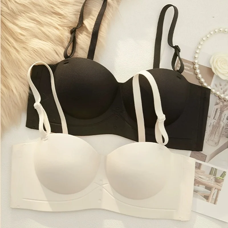 Sexy Seamless Half Cup Bra Women's Push Up Small Breast Showing Big Beautiful Back Bra No Wires Strapless Underwear - Image 5