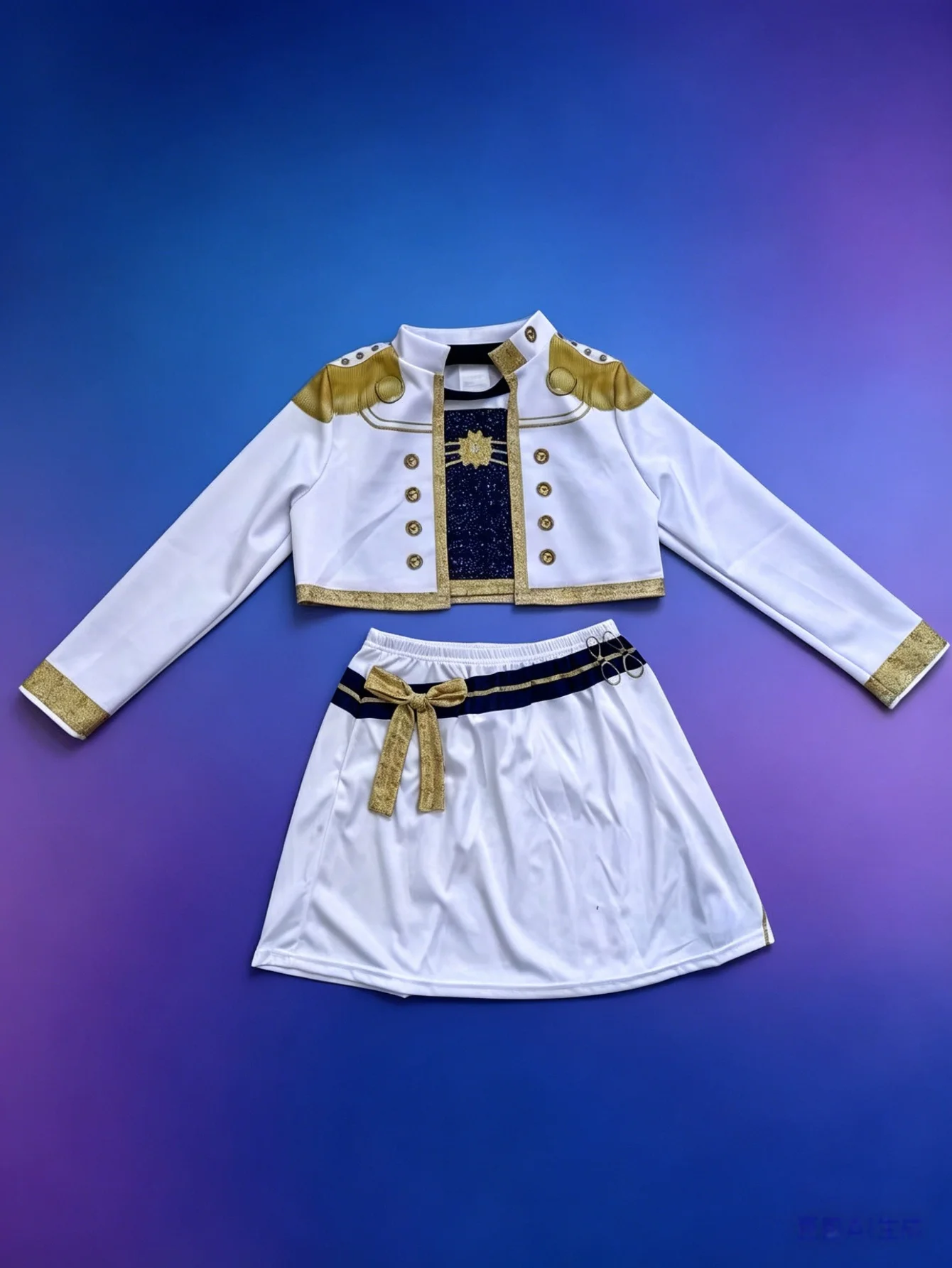 Girls Performance Costume Set, Crop Jacket, Inner Top & Skirt, Kids Halloween Idol Themed Dress Up Outfit - Image 3