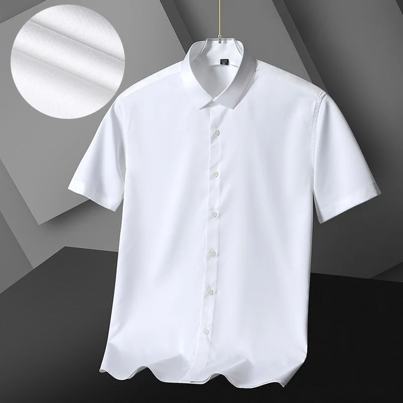 Men Shirts Short Sleeves Dress Shirts For Men Slim Fit Camisa Social Busines White Office Shirt Men's Clothing S-4XL
