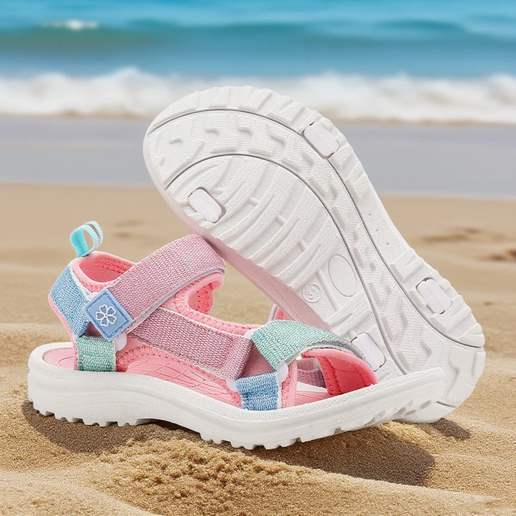 Summer Children Pink Sandals Girls Boys Breathable Sport Running Non-Slip Soft Outdoor Beach Kids Casual Waking Slippers Shoes - Image 2