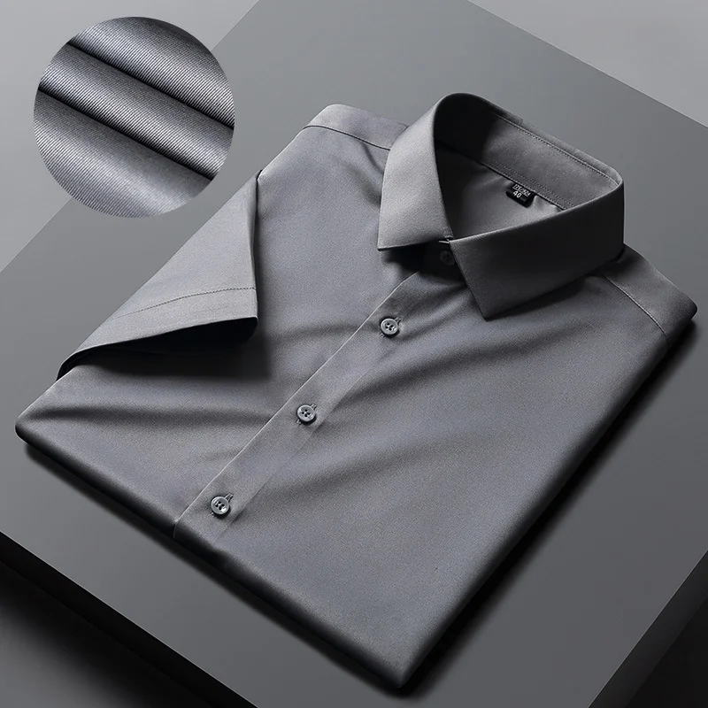 Men Shirts Short Sleeves Dress Shirts For Men Slim Fit Camisa Social Business Blouse White Office Shirt Men's Clothing S-4XL - Image 6