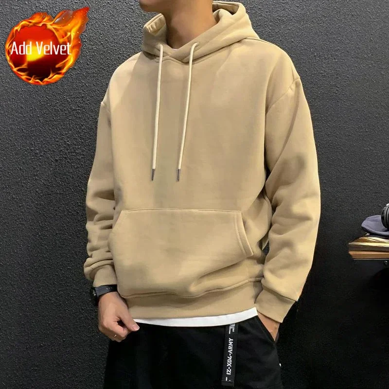 Sweatshirts For Man Fleeced Green Men's Clothing Hooded Hoodies Solid Simple Elegant Hot Offers Sweat Shirt Welcome Deal Cheap - Image 10