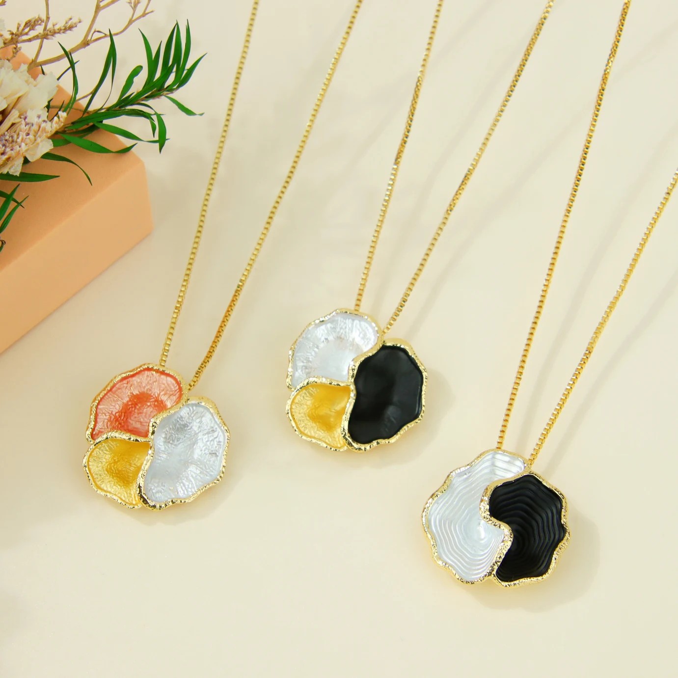 Elegant Enamel Jewelry Set 14k European Exqusite Geometric Chic Necklace Earrings Italian Women Event Party Statement Jewelrys - Image 5