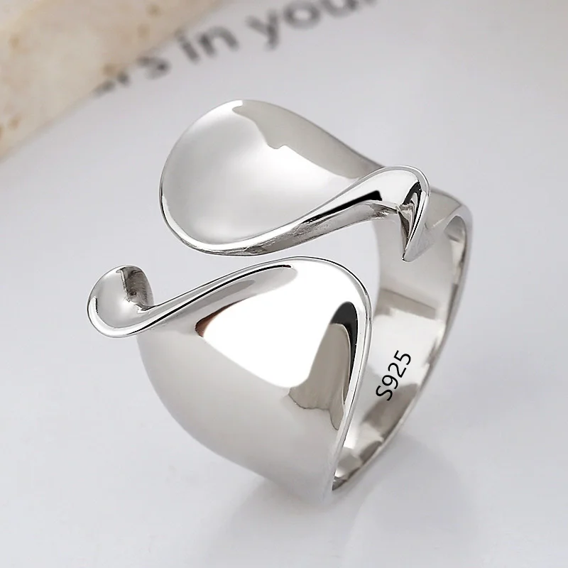 VENTFILLE 925 Sterling Silver Wave Ring – Adjustable Irregular Golden Stackable Band - Image 41