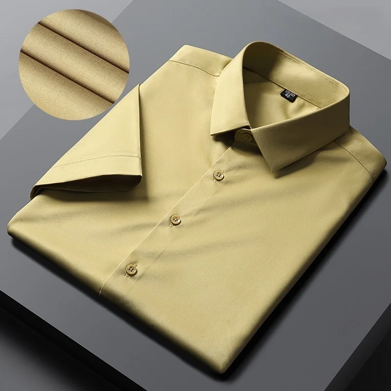 Men Shirts Short Sleeves Dress Shirts For Men Slim Fit Camisa Social Business Blouse White Office Shirt Men's Clothing S-4XL - Image 7