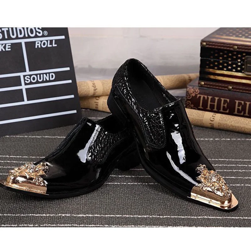 Summer business suit men's shoes black glossy leather shoes leading pointed party trend wedding shoes. - Image 2