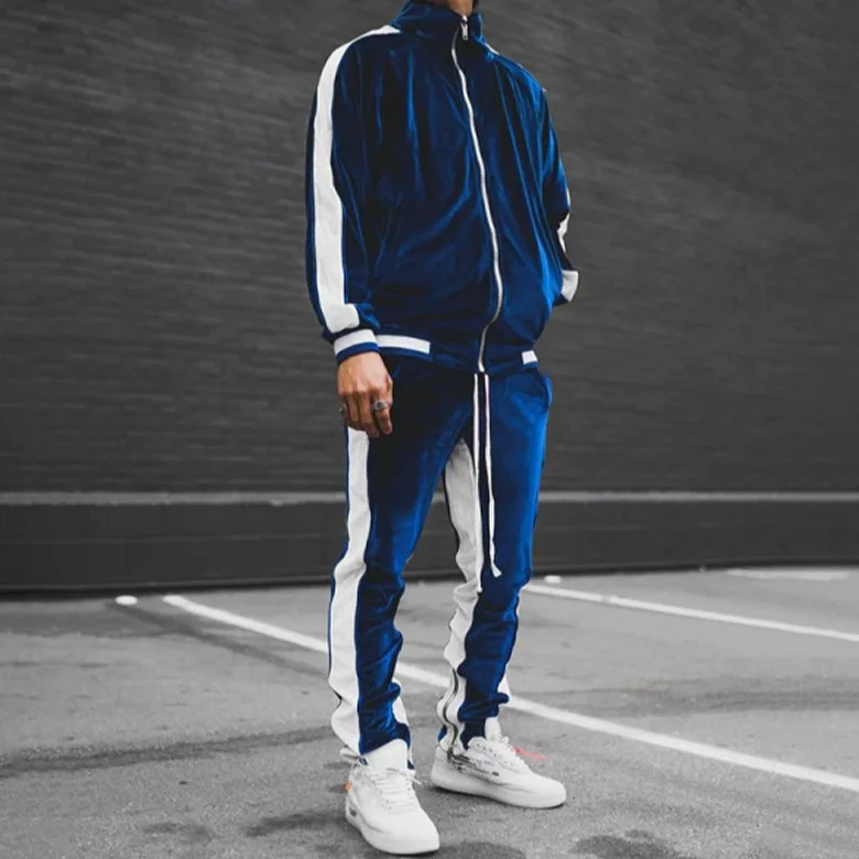Men's Fall Winter Casual Wear 4-Season Sportswear Gold Velvet Suit Jacket Long Pants Fashion Thermal Outdoor Streetwear Clothing - Image 4