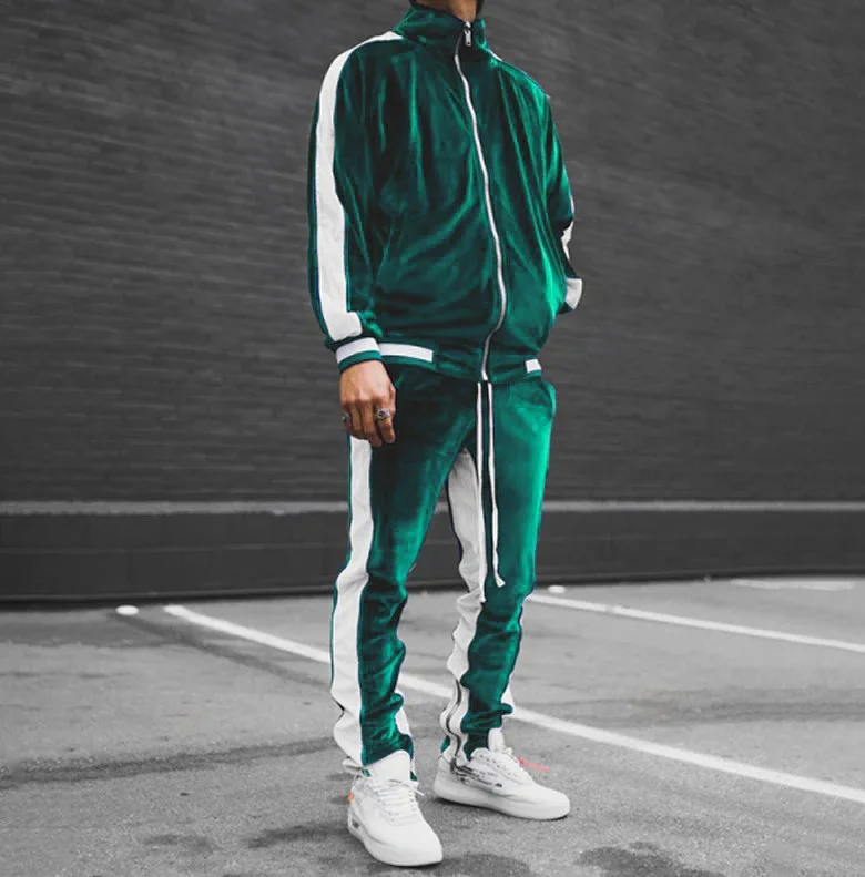 Men's Fall Winter Casual Wear 4-Season Sportswear Gold Velvet Suit Jacket Long Pants Fashion Thermal Outdoor Streetwear Clothing - Image 9