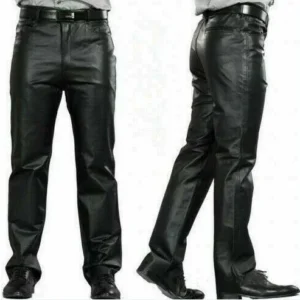Black leather pants men's fashion casual plus size motorcycle pants trousers men's PU leather jogging pants business