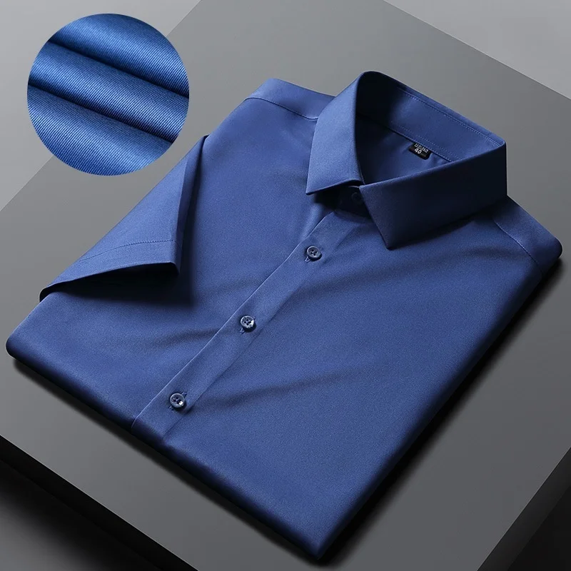 Men Shirts Short Sleeves Dress Shirts For Men Slim Fit Camisa Social Business Blouse White Office Shirt Men's Clothing S-4XL - Image 12