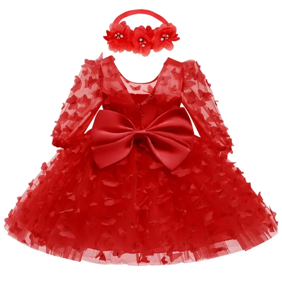 Kids Girl Princess Dress Toddler Long Sleeve Birthday Party Costume Butterfly Design Baby Girl Dress Summer Gauze Children Dress - Image 4