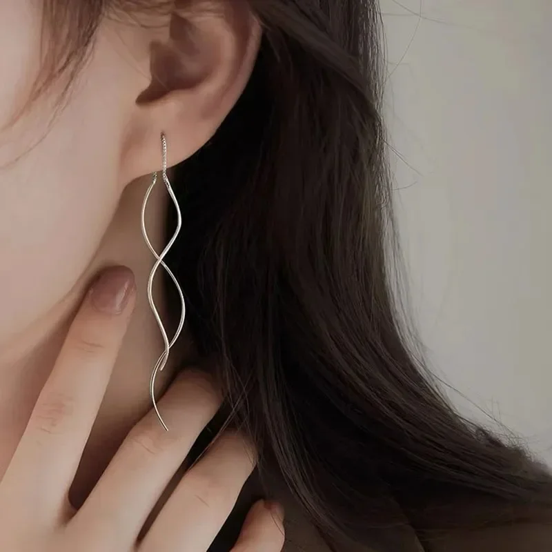 New Minimalist Long Wavy Fringe Earrings New Women Fashionable Hanging Earrings High-End Jewelry Minimalist Accessories Gifts - Image 5
