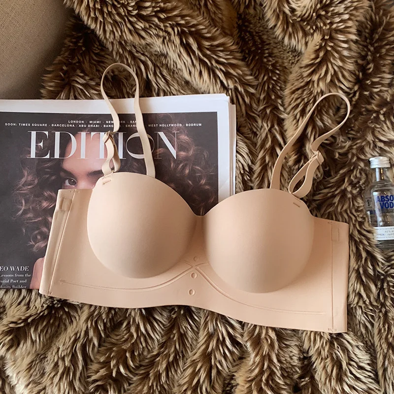 Sexy Seamless Half Cup Bra Women's Push Up Small Breast Showing Big Beautiful Back Bra No Wires Strapless Underwear - Image 10