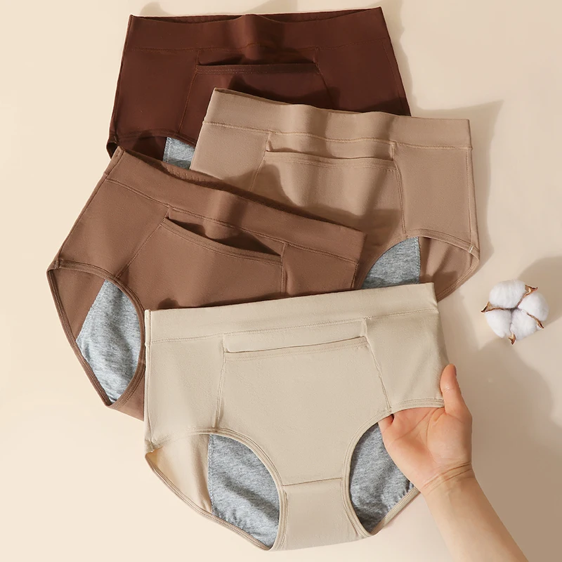 4Pcs/Set Women Menstrual Panties Physiological Panty Leak Proof Underwear High Rise Period Pants Breathable Cotton Girls Briefs