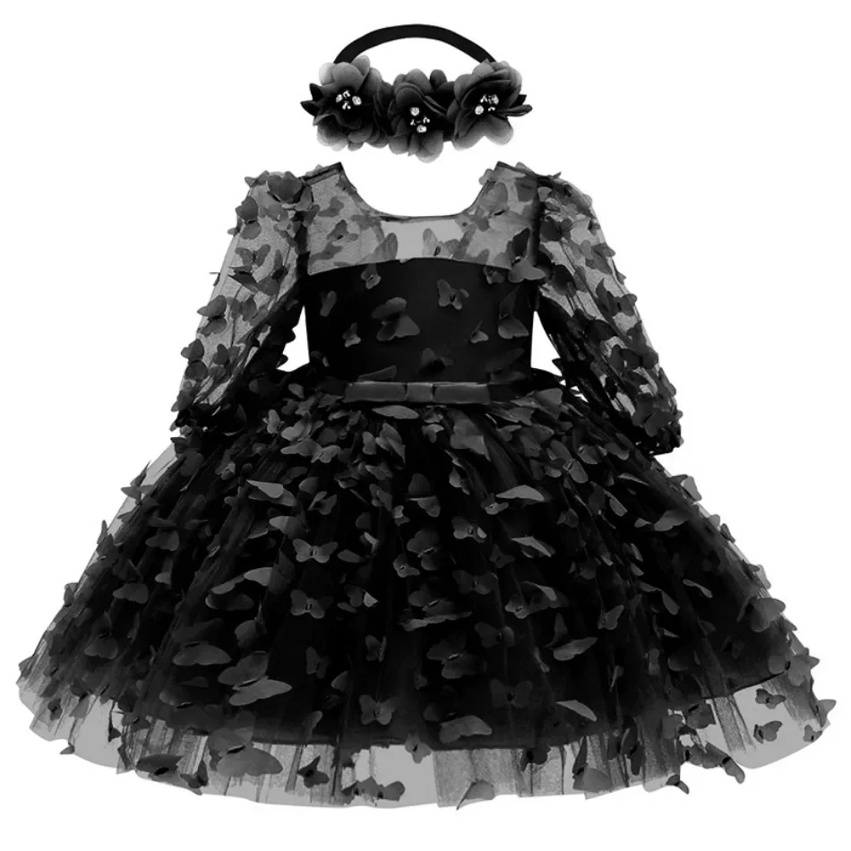 Kids Girl Princess Dress Toddler Long Sleeve Birthday Party Costume Butterfly Design Baby Girl Dress Summer Gauze Children Dress - Image 5