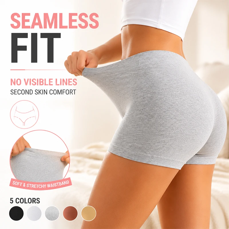 Women Cotton High Waist Stretch Safety Shorts Anti Slip Breathable Summer Underwear Women Yoga Fitness Base Layer Pants Lingerie - Image 2