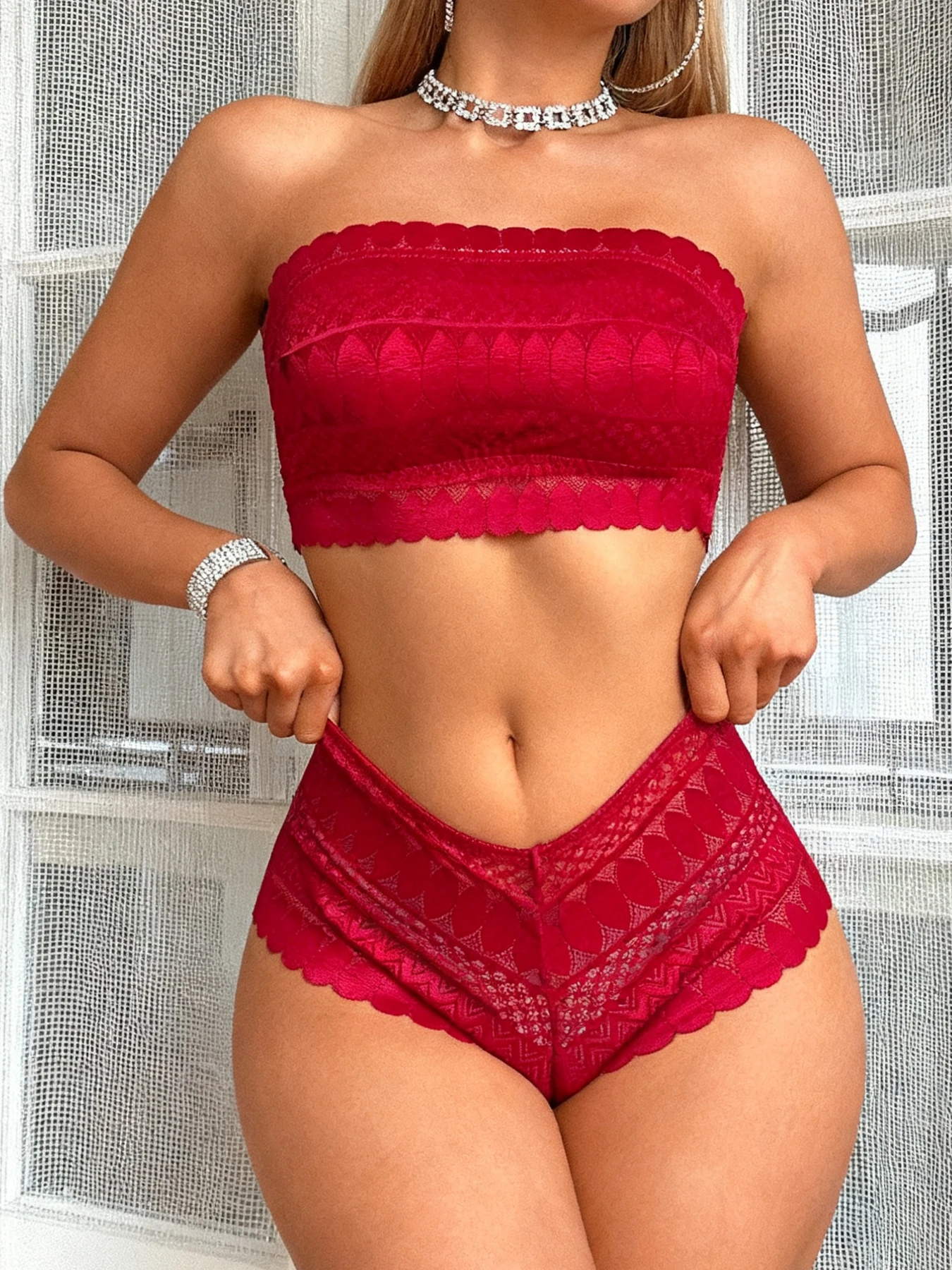 Strapless Bralette Set Lace Wireless Unpadded Bra and Panties Set for Women Comfortable Seamless Lingerie for Wedding S-XL - Image 5